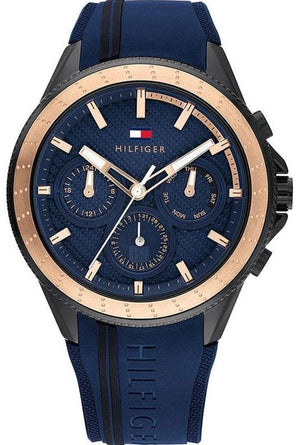 Buy Shop Tommy Hilfiger Aiden Chronograph Blue Dial Blue Silicone Strap Watch For Men - 1791860 USA Online