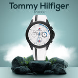 Buy Shop Tommy Hilfiger Aiden Chronograph White Dial White Rubber Strap Watch For Men - 1791862 USA Online