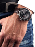 Tommy Hilfiger Aiden Quartz Black Dial Brown Leather Strap Watch for Men - 1791309
