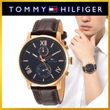 Buy Shop Tommy Hilfiger Aiden Quartz Blue Dial Brown Leather Strap Watch for Men - 1791308 USA Online