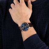 Buy Shop Tommy Hilfiger Aiden Quartz Blue Dial Brown Leather Strap Watch for Men - 1791308 USA Online