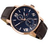Buy Shop Tommy Hilfiger Aiden Quartz Blue Dial Brown Leather Strap Watch for Men - 1791308 USA Online