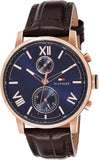 Buy Shop Tommy Hilfiger Aiden Quartz Blue Dial Brown Leather Strap Watch for Men - 1791308 USA Online