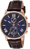 Buy Shop Tommy Hilfiger Aiden Quartz Blue Dial Brown Leather Strap Watch for Men - 1791308 USA Online