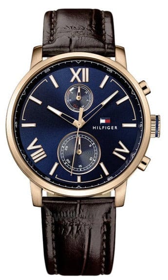 Buy Shop Tommy Hilfiger Aiden Quartz Blue Dial Brown Leather Strap Watch for Men - 1791308 USA Online