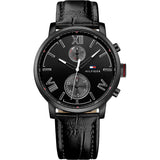Buy Shop Tommy Hilfiger Aden Chronograph Black Dial Black Leather Strap Watch for Men - 1791310 USA Online