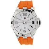Buy Shop Tommy Hilfiger Analog White Dial Orange Rubber Strap Watch for Men - 1791063 USA Online