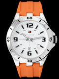 Buy Shop Tommy Hilfiger Analog White Dial Orange Rubber Strap Watch for Men - 1791063 USA Online