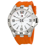 Buy Shop Tommy Hilfiger Analog White Dial Orange Rubber Strap Watch for Men - 1791063 USA Online