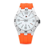Buy Shop Tommy Hilfiger Analog White Dial Orange Rubber Strap Watch for Men - 1791063 USA Online