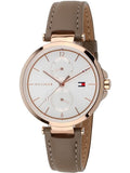 Buy Shop Tommy Hilfiger Angela Quartz Silver Dial Brown Leather Strap Watch for Women - 1782125 USA Online