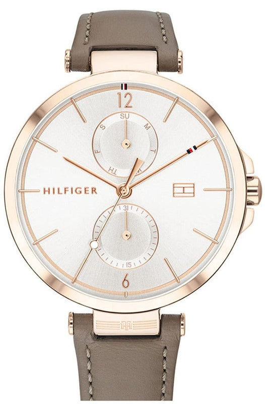 Buy Shop Tommy Hilfiger Angela Quartz Silver Dial Brown Leather Strap Watch for Women - 1782125 USA Online