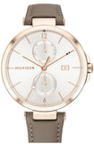 Buy Shop Tommy Hilfiger Angela Quartz Silver Dial Brown Leather Strap Watch for Women - 1782125 USA Online