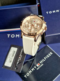 Buy Shop Tommy Hilfiger Angela Silver Dial Cream Leather Strap Watch for Women - 1782123 USA Online