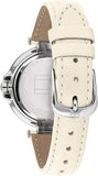 Buy Shop Tommy Hilfiger Angela Silver Dial Cream Leather Strap Watch for Women - 1782123 USA Online