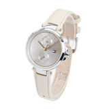 Buy Shop Tommy Hilfiger Angela Silver Dial Cream Leather Strap Watch for Women - 1782123 USA Online