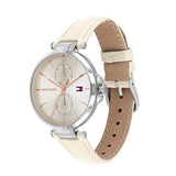 Buy Shop Tommy Hilfiger Angela Silver Dial Cream Leather Strap Watch for Women - 1782123 USA Online