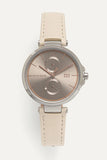 Buy Shop Tommy Hilfiger Angela Silver Dial Cream Leather Strap Watch for Women - 1782123 USA Online