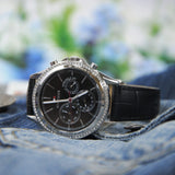 Buy Shop Tommy Hilfiger Ari Diamonds Black Dial Black Leather Strap Watch for Women - 1781981 USA Online