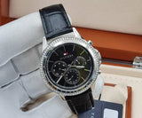 Buy Shop Tommy Hilfiger Ari Diamonds Black Dial Black Leather Strap Watch for Women - 1781981 USA Online