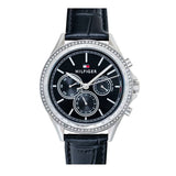 Buy Shop Tommy Hilfiger Ari Diamonds Black Dial Black Leather Strap Watch for Women - 1781981 USA Online