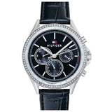 Buy Shop Tommy Hilfiger Ari Diamonds Black Dial Black Leather Strap Watch for Women - 1781981 USA Online
