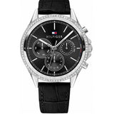 Buy Shop Tommy Hilfiger Ari Diamonds Black Dial Black Leather Strap Watch for Women - 1781981 USA Online