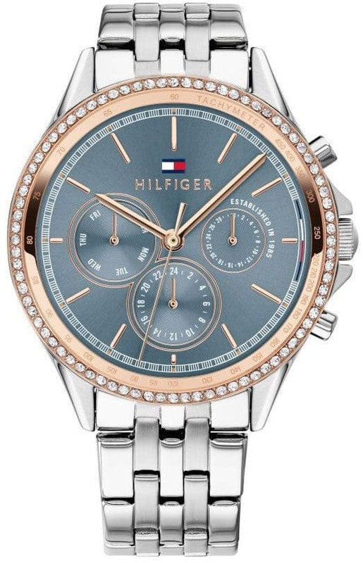 Buy Shop Tommy Hilfiger Ari Diamonds Blue Dial Silver Steel Strap Watch for Women - 1781976 USA Online