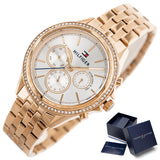 Buy Shop Tommy Hilfiger Ari Diamonds Silver Dial Rose Gold Steel Strap Watch for Women - 1781978 USA Online