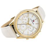 Buy Shop Tommy Hilfiger Ari Diamonds White Dial Cream Leather Strap Watch for Women - 1781982 USA Online