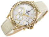 Buy Shop Tommy Hilfiger Ari Diamonds White Dial Cream Leather Strap Watch for Women - 1781982 USA Online