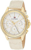 Buy Shop Tommy Hilfiger Ari Diamonds White Dial Cream Leather Strap Watch for Women - 1781982 USA Online