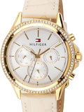 Buy Shop Tommy Hilfiger Ari Diamonds White Dial Cream Leather Strap Watch for Women - 1781982 USA Online