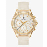 Buy Shop Tommy Hilfiger Ari Diamonds White Dial Cream Leather Strap Watch for Women - 1781982 USA Online