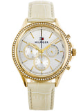 Buy Shop Tommy Hilfiger Ari Diamonds White Dial Cream Leather Strap Watch for Women - 1781982 USA Online