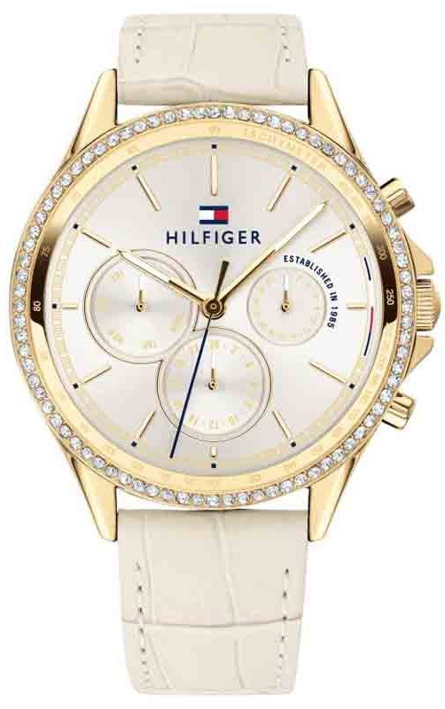 Buy Shop Tommy Hilfiger Ari Diamonds White Dial Cream Leather Strap Watch for Women - 1781982 USA Online