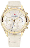Buy Shop Tommy Hilfiger Ari Diamonds White Dial Cream Leather Strap Watch for Women - 1781982 USA Online