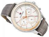 Buy Shop Tommy Hilfiger Ari Diamonds White Dial Grey Leather Strap Watch for Women - 1781980 USA Online