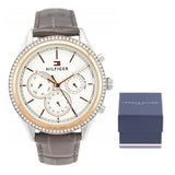 Buy Shop Tommy Hilfiger Ari Diamonds White Dial Grey Leather Strap Watch for Women - 1781980 USA Online