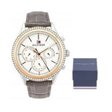Buy Shop Tommy Hilfiger Ari Diamonds White Dial Grey Leather Strap Watch for Women - 1781980 USA Online