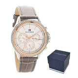 Buy Shop Tommy Hilfiger Ari Diamonds White Dial Grey Leather Strap Watch for Women - 1781980 USA Online