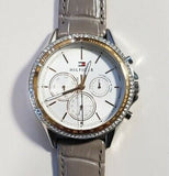 Buy Shop Tommy Hilfiger Ari Diamonds White Dial Grey Leather Strap Watch for Women - 1781980 USA Online