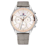 Buy Shop Tommy Hilfiger Ari Diamonds White Dial Grey Leather Strap Watch for Women - 1781980 USA Online