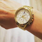 Buy Shop Tommy Hilfiger Ari Multifunction Diamonds Silver Dial Gold Steel Strap Watch for Women - 1781977 USA Online