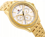 Buy Shop Tommy Hilfiger Ari Multifunction Diamonds Silver Dial Gold Steel Strap Watch for Women - 1781977 USA Online