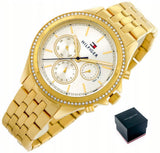 Buy Shop Tommy Hilfiger Ari Multifunction Diamonds Silver Dial Gold Steel Strap Watch for Women - 1781977 USA Online