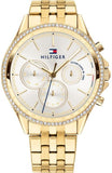 Buy Shop Tommy Hilfiger Ari Multifunction Diamonds Silver Dial Gold Steel Strap Watch for Women - 1781977 USA Online