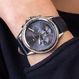 Buy Shop Tommy Hilfiger Ari Quartz Diamonds Blue Dial Blue Leather Strap Watch for Women - 1781979 USA Online