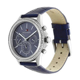 Buy Shop Tommy Hilfiger Ari Quartz Diamonds Blue Dial Blue Leather Strap Watch for Women - 1781979 USA Online