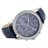 Buy Shop Tommy Hilfiger Ari Quartz Diamonds Blue Dial Blue Leather Strap Watch for Women - 1781979 USA Online